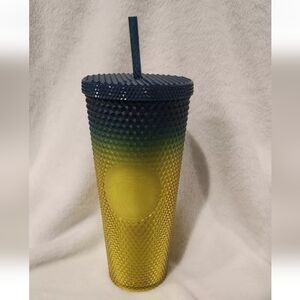 Starbucks Lemon 24oz Yellow Blue Studded Cup Tumbler Venti New for Fall 2023